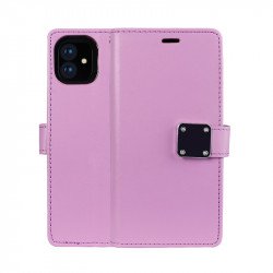 Multi Pockets Folio Flip Leather Wallet Case with Strap for iPhone 12 / 12 Pro 6.1 (Purple)